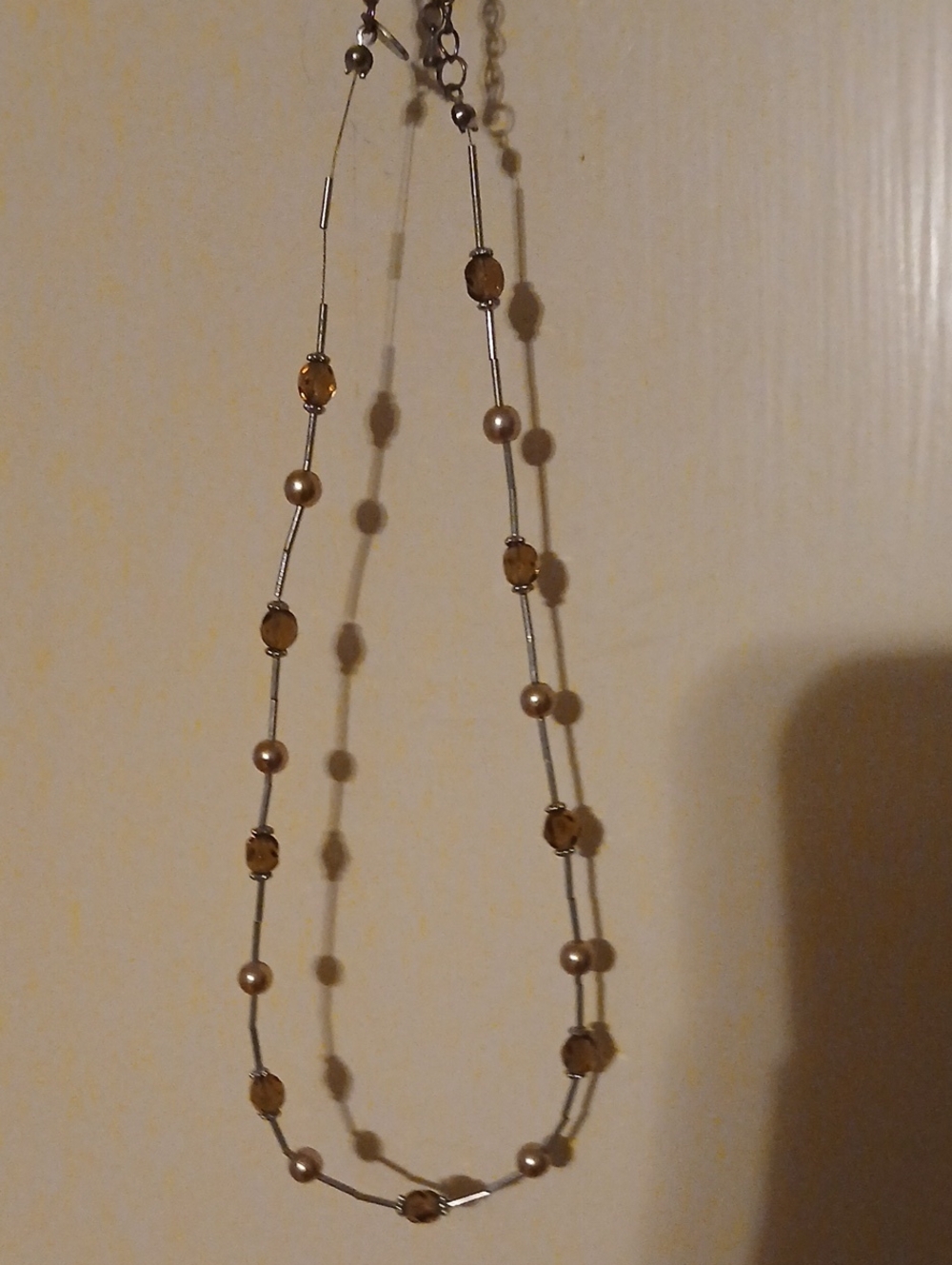 Lia Sophia Brown Faceted Bead and Pearl Accent Necklace